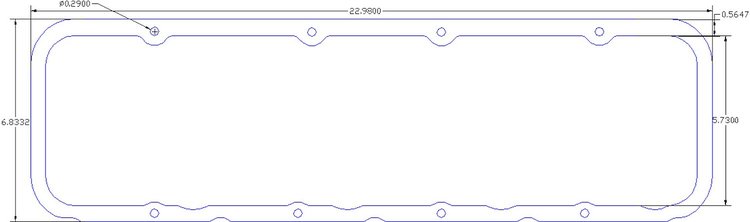 FOG-6076-4 Valve Cover Gaskets, GM Pro Stock/Mod Dart R-M/Moroso, For 5.2 in. B.C., Thickness: .100 in., Steelcore Laminate