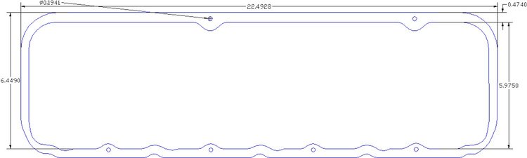 FOG-6110-4 Valve Cover Gaskets, Chevy Big Block/Brodix PB 5002 6-Bolt, Thickness: .100 in., Steelcore Laminate w/Silicone