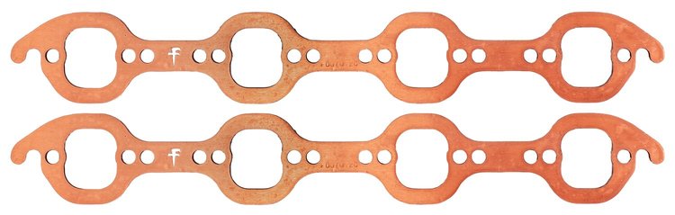 FOG-7012C Amored RCC Header Gaskets, Rubber Coated Copper, Spread Port, Ford Small Block, Pair