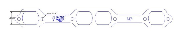 FOG-7033E Header Gaskets, Rectangular, Steel Clad w/Graphite Coating, Mopar, Big Block RB/B Indy Cylinder Heads, Pair