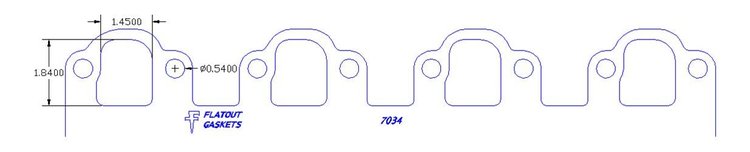 FOG-7034S Header Gaskets, Rectangular, Steel Clad w/Graphite Coating, Ford Big Block 385, Truck Engines
