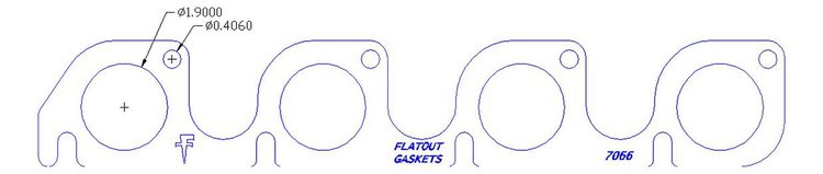 FOG-7066S Header Gaskets, Round, Steel Clad w/Graphite Coating, Ford Small Block Windsor, SVO/Yates Cylinder Heads, Pair