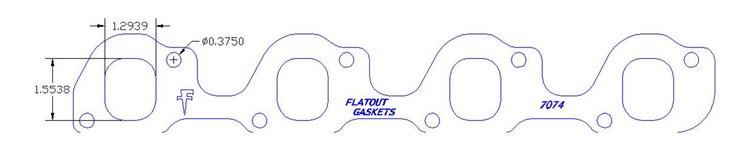 FOG-7074S Steel Clad w/Graphite Header Gaskets Ford KOOK'S 260- Steel Clad/Graphite Header-to-adapter SB 302W, Oval Port