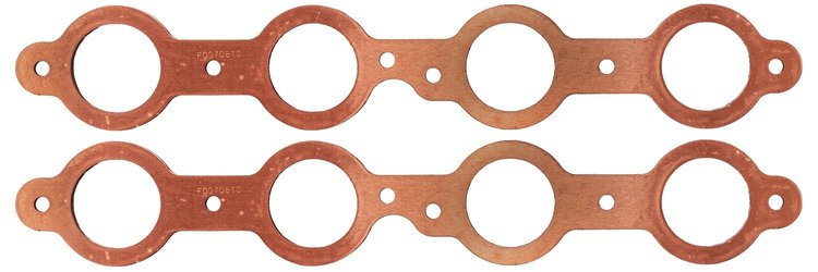 FOG-7081C Amored RCC Header Gaskets, Round Port, Rubber Coated Copper, Chevy LS