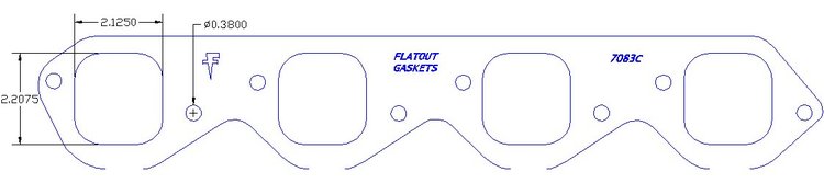 FOG-7083C RCC Header Gaskets Ford A460 & Rfe "Profiler" BB, Rectangle Port