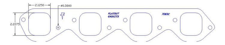 FOG-7083S Header Gaskets, Rectangular, Steel Clad w/Graphite Coating, Ford Big Block 385, Trickflow A460/RFE Profiler Heads
