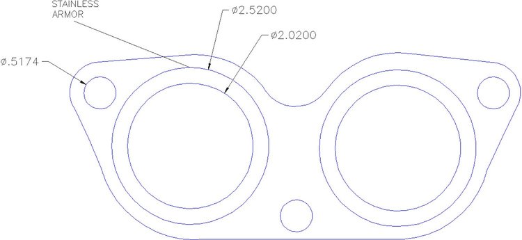 FOG-7193 Steel Clad w/Graphite Header Gaskets Toyota 2JZ GE, 2 Port Flange, Round Port