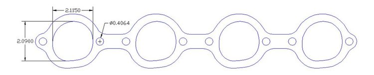 FOG-7225S Header Gaskets, Round, Steel Clad w/Graphite Coating, Ford Small Block Windsor, World Man-O-War Cylinder Heads