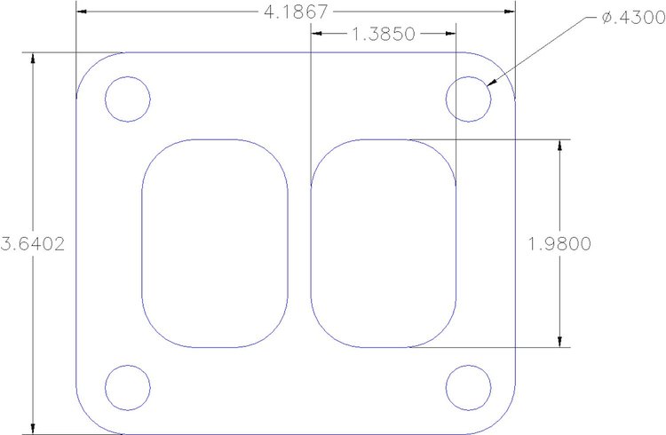 FOG-7238 GPC Header Gasket Garrett T4 (03) Turbo Inlet, Rectangle Port