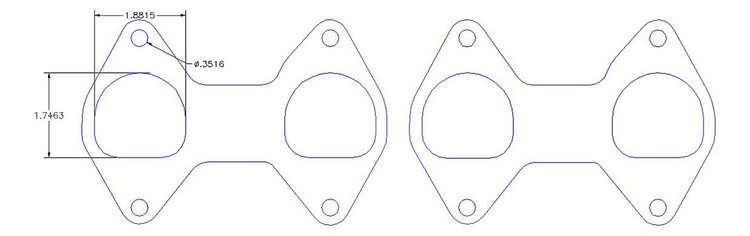 FOG-7250C Amored RCC Header Gaskets, D-Port, Rubber Coated Copper, Ford Modular V8, 3-Valve Engines, Set of 4