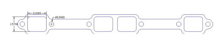 FOG-7251S Header Gaskets, Rectangular, Steel Clad w/Graphite Coating, Mopar Big Block RB/B, B1 Original Cylinder Heads, Pair