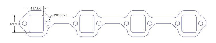FOG-7280S Header Gaskets, Rectangular, Steel Clad w/Graphite Coating, Ford Small Block Windsor
