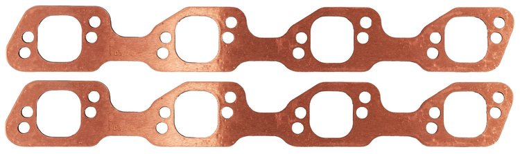 FOG-7329C Amored RCC Header Gaskets, Square Port, Rubber Coated Copper, Ford Small Block Windsor, Edelbrock Cylinder Heads
