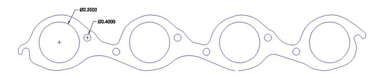 FOG-7403C Amored RCC Header Gaskets, Round, Rubber Coated Copper, Chevy Big Block, Brodix PB5000 Cylinder Heads, 5 in. Bore
