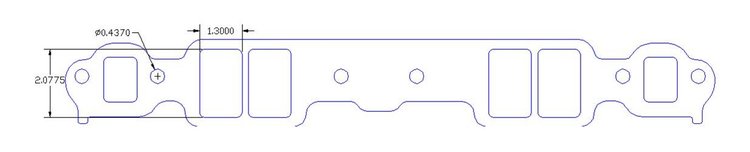 FOG-8001-5 Intake Gaskets Chevy SB 265-400, Small Port: 1.30 in. x 2.08 in., Thickness: .030 in., Paper, w/End Seals/Dist Gasket