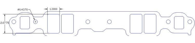 FOG-8001 Intake Gaskets Chevy SB 265-400, Small Port: 1.30 in. x 2.08 in., Thickness: .060 in., Paper, w/End Seals/Dist Gasket