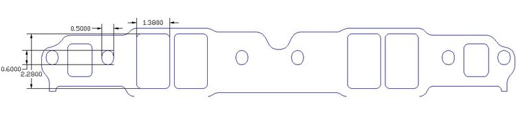 FOG-8003 Intake Gaskets Chevy SB 265-400, Large Port: 1.38 in. x 2.28 in., Thickness: .060 in., Paper, w/End Seals/Dist Gasket
