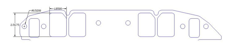 FOG-8006-2 Intake Gaskets Chevy BB 396-454, Large Rectangle, Thickness: .120 in., Port: 1.85 in. x 2.55 in., Paper, w/End Seals