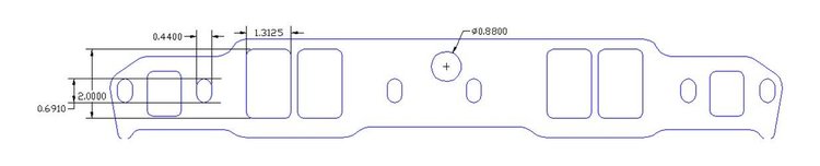 FOG-8012-3 Intake Gaskets Chevy/Pontiac SB 265-400, Raised Port: 1.32 in. x 2.05 in., Thickness: .050 in., Steelcore Laminate