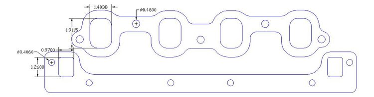 FOG-8022 Intake Gaskets, Chevy SB-2 265-400ci "Mirror Port", Port: 1.40 in. x 1.91 in., Thickness: .060 in., Paper w/Silicone