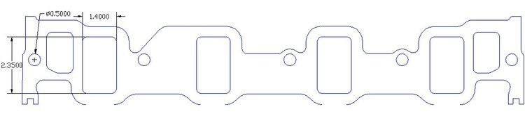 FOG-8027 Intake Gaskets, Ford BB Fe 352-428CI CJ-SCJ 1961-1971, Paper w/Silicone Coating, 1.40 in. x 2.34 in., .060 in.