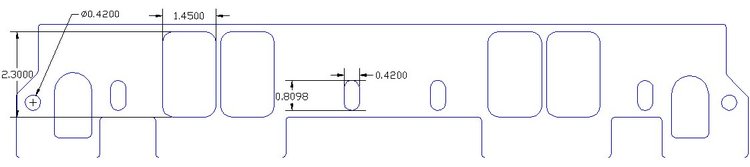 FOG-8030 Intake Gaskets, Chevy SB 265-400ci/Dart 18-Deg/Brodix 18-Deg, Port: 1.45 in. x 2.30 in., Thickness: .060 in., Paper