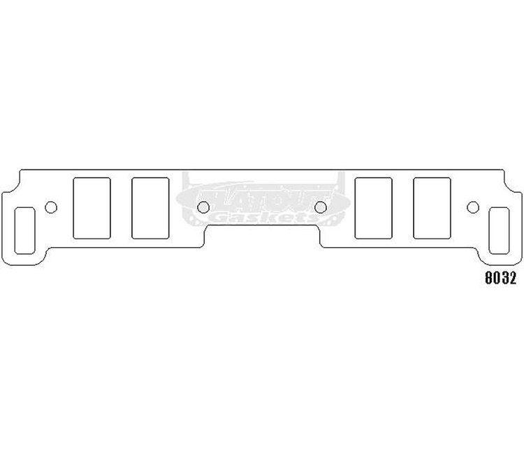 FOG-8032-2 Intake Gaskets, Oldsmobile BATTEN 455ci, Port: 1.38 in. x 2.38 in., Thickness: .120 in., Paper w/Silicone