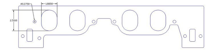 FOG-8033-4 Intake Gaskets Chevy/RFE BB 12-Deg "Profiler", Oval Port: 1.89 in. x 2.50 in., Thickness: .050 in.