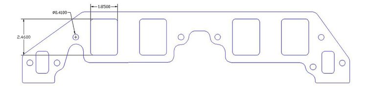 FOG-8035-3 Intake Gaskets Chevy/Dart BB 14/18-Deg "Big Chief", Rect, Thickness: .050 in., Port: 1.85 in. x 2.46 in.