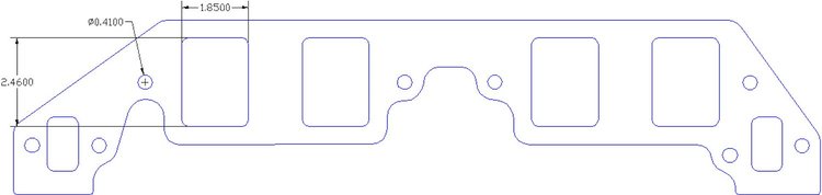 FOG-8035 Intake Gaskets, Chevy BB Dart 14-Deg-18-Deg Big Chief, Paper w/Silicone Coating, 1.85 in. x 2.46 in., .060 in.