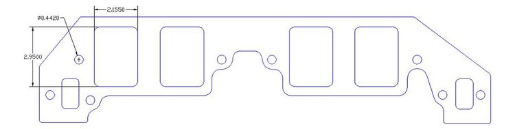 FOG-8036-2 Intake Gaskets Chevy/Dart BB 14/18-Deg "Big Chief", Large Raised/Rectangle, Thickness: .120 in., 2.16 in. x 2.95 in.