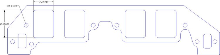 FOG-8036 Intake Gaskets Chevy/Dart BB 14/18-Deg "Big Chief", XL Raised/Rectangle, Thickness: .060 in., Port: 2.16 in. x 2.95 in.