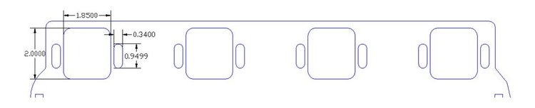 FOG-8046-2 Intake Gaskets, Chrysler 426 "Street" Hemi, Port: 1.85 in. x 2.00 in., Thickness: .120 in., Paper w/Silicone