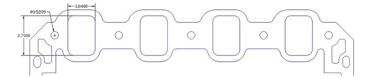 FOG-8047-4 Intake Gaskets, Ford BB A460ci SVO Motorsport, Port: 1.84 in. x 2.70 in., Thickness: .100 in., Steelcore Laminate