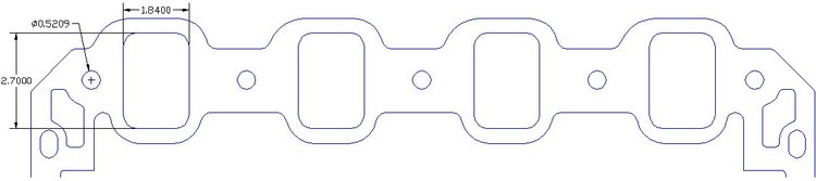 FOG-8047 Intake Gaskets, Ford BB A460/429ci "Motorsport", Port: 1.84 in. x 2.00 in., Thickness: .060 in., Paper w/Silicone