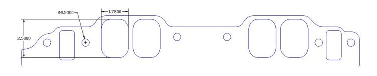 FOG-8049-3 Intake Gaskets, Chevy/RFE BB 24-Deg "Profiler", Oval Port: 1.78 in. x 2.50 in., Thickness: .030 in., Paper w/Silicone
