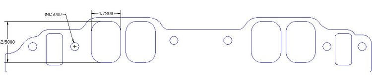 FOG-8049 Intake Gaskets, Chevy/RFE BB 24-Deg "Profiler", Oval Port: 1.78 in. x 2.50 in., Thickness: .060 in., Paper w/Silicone