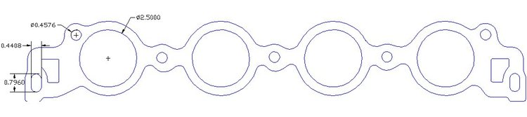 FOG-8051 Intake Gaskets, Ford Big Block 429ci "Shotgun" Hemi, Port: 2.48 in. Dia, Thickness: .060 in., Paper w/Silicone