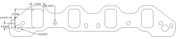FOG-8052 Intake Gaskets, Ford SB SVO/Yates/Boss 351C/D, Port: 1.38 in. x 2.22 in., Thickness: .060 in., Paper, w/End Seals