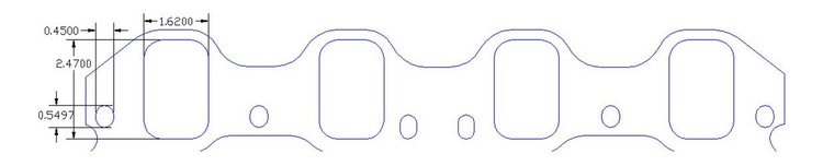 FOG-8054-2 Intake Gaskets Ford SB SVO/Yates/Boss 351C/D, Oval-Bolt Holes/Shifted, Thickness: .120 in., Port: 1.62 in. x 2.42 in.