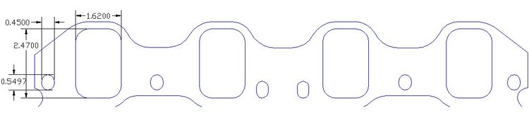 FOG-8054 Intake Gaskets Ford SB SVO/Yates/Boss 351C/D, Oval-Bolt Holes/Shifted, Thickness: .060 in., Port: 1.62 in. x 2.42 in.