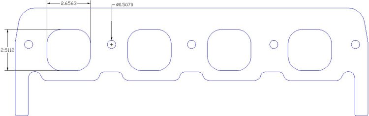 FOG-8056 Intake Gaskets, Ford Big Block 429ci "Shotgun" Hemi, Port: 2.51 in. x 2.66 in., Thickness: .060 in., Paper w/Silicone