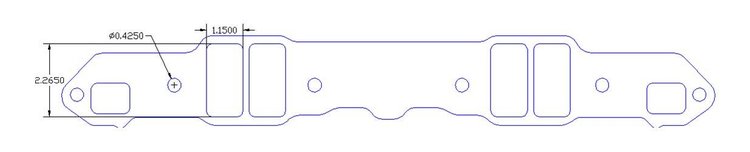 FOG-8057-2 Intake Gaskets, Chrysler SB 273-360ci, Port: 1.18 in. x 2.29 in., Thickness: .120 in., Paper w/Silicone, w/End Seals