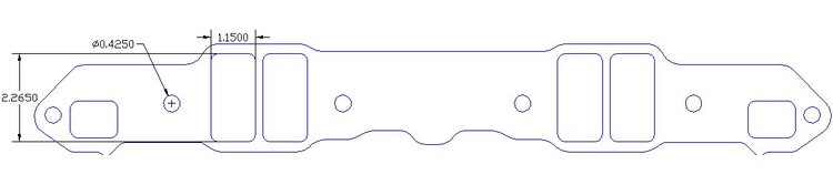FOG-8057 Intake Gaskets, Chrysler SB 273-360ci, Port: 1.18 in. x 2.29 in., Thickness: .060 in., Paper w/Silicone, w/End Seals