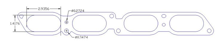 FOG-8063-2 Intake Plenum Gaskets, Chevy SB 5.7L LT5, Siamese Port: 1.38 in. x 2.95 in., Thickness: .030 in., Paper w/Silicone