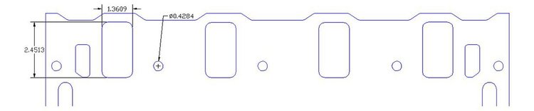 FOG-8078-2 Intake Gaskets, Ford Big Block 427ci "FE", Port: 1.36 in. x 2.45 in., Thickness: .120 in., Paper w/Silicone