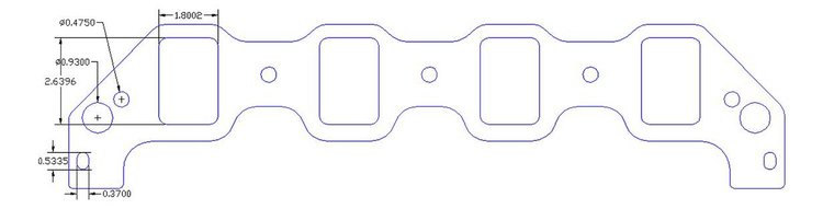 FOG-8084-4 Intake Gaskets, Ford Big Block C460ci, Port: 1.80 in. x 2.64 in., Thickness: .100 in., Steelcore Laminate w/Silicone
