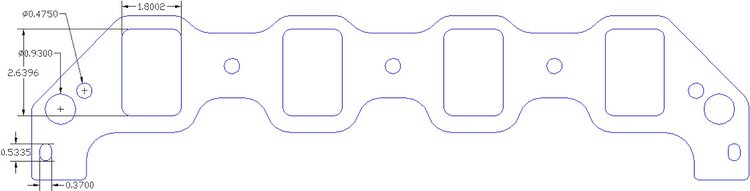 FOG-8084 Intake Gaskets, Ford Big Block C460ci, Port: 1.80 in. x 2.64 in., Thickness: .060 in., Paper w/Silicone