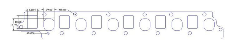 FOG-8085S Int/Exh Combo Gaskets, Ford 300, Int Port: 1.46 in. x 1.85 in., Thickness: .068 in., Exh Port: 1.43 in. x 1.67 in.