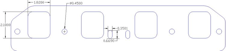 FOG-8086 Intake Gaskets, Ford SB SVO/Yates "Nascar C3", Port: 1.60 in. x 2.30 in., Thickness: .060 in., Paper, w/End Seals